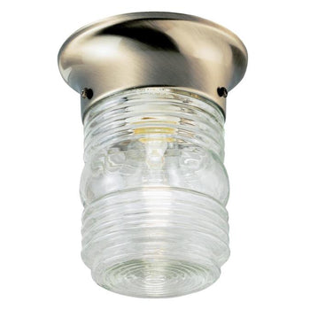 One-Light Outdoor Flush-Mount Fixture, Antique Brass Finish