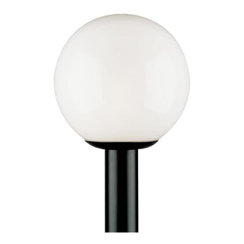 One-Light Post-Top Exterior Lantern, Black Finish Polycarbonate with White Acrylic Globe