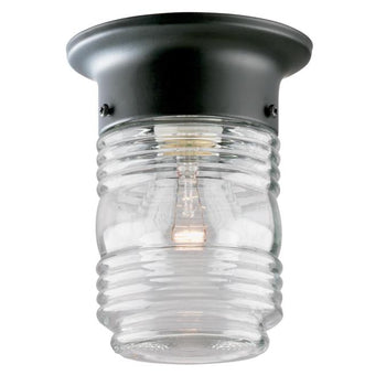 One-Light Outdoor Flush-Mount Fixture, Matte Black Finish