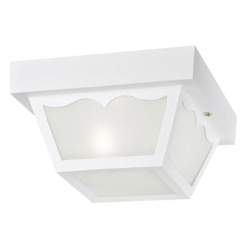 8-Inch One-Light Outdoor Flush Mount Ceiling Fixture, Black Finish on Polypropylene