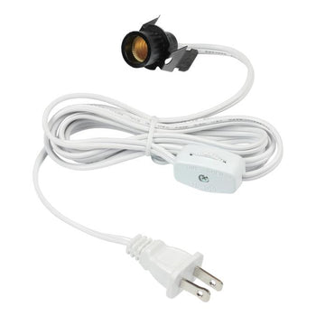 6-Foot Cord Set with Snap-In Pigtail Candelabra Base Socket and Cord Switch, White