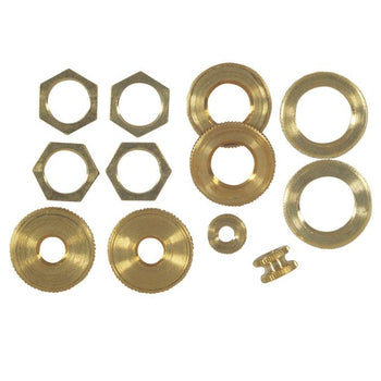 12 Assorted Locknuts, Solid Brass