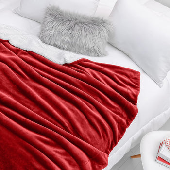Plush Sherpa Fleece Throw Blanket Red