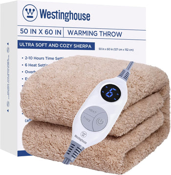Electric Heated Throw Sherpa Camel