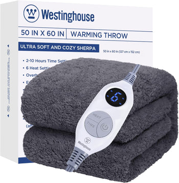 Electric Heated Throw Sherpa Dark Grey