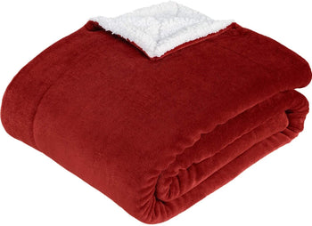 Plush Sherpa Fleece Throw Blanket Red