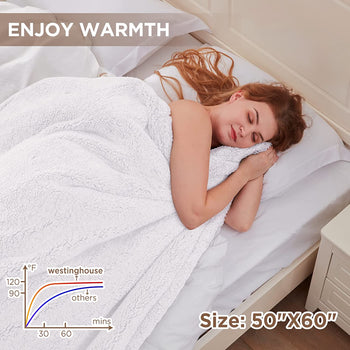 Electric Heated Throw Sherpa Ivory