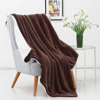 Plush Sherpa Fleece Throw Blanket Brown