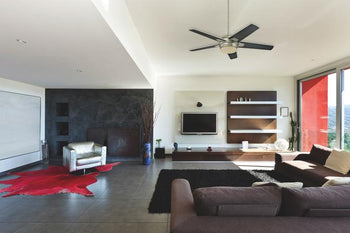 Bolton Two-Light 52-Inch Reversible Five-Blade Indoor Ceiling Fan, Brushed Aluminum with Opal Frosted Glass