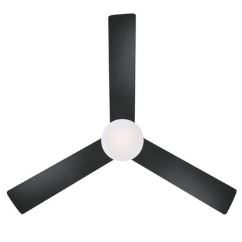 Alta Vista 52-Inch Three-Blade Indoor Ceiling Fan, Matte Black Finish with Dimmable LED Light Fixture, Remote Control Included