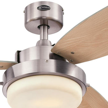 Alloy 52-Inch Reversible Three-Blade Indoor Ceiling Fan, Brushed Nickel Finish with LED Light Kit