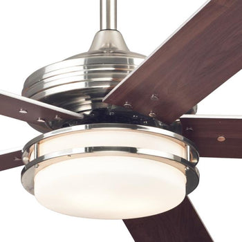 Castle LED 52-Inch Reversible Five-Blade Indoor Ceiling Fan, Brushed Nickel Finish with LED Light Kit