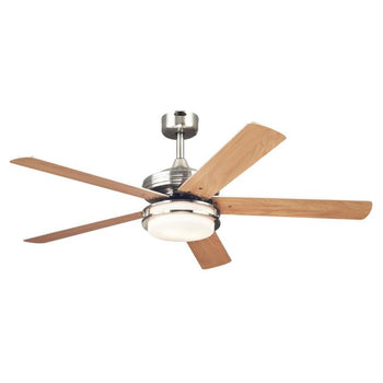 Castle LED 52-Inch Reversible Five-Blade Indoor Ceiling Fan, Brushed Nickel Finish with LED Light Kit