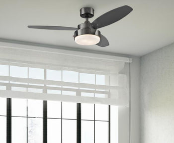 Alloy 42-Inch Three-Blade Indoor Ceiling Fan, Gun Metal Finish with LED Light Fixture