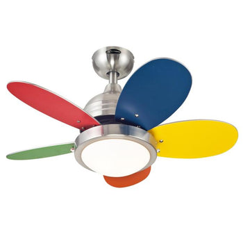 Roundabout 30-Inch Five-Blade Indoor Ceiling Fan, Brushed Nickel Finish with Dimmable LED Light Fixture