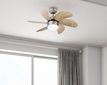 Turbo Swirl 30-Inch Six-Blade Indoor Ceiling Fan, Brushed Aluminum Finish with Dimmable LED Light Fixture