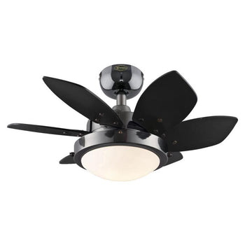Quince 24-Inch Six-Blade Indoor Ceiling Fan, Gun Metal Finish with Dimmable LED Light Fixture