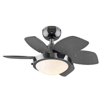 Quince 24-Inch Six-Blade Indoor Ceiling Fan, Gun Metal Finish with Dimmable LED Light Fixture