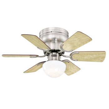 Petite 30-Inch Six-Blade Indoor Ceiling Fan, Brushed Nickel Finish with LED Light Fixture
