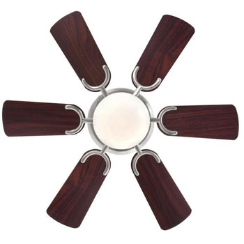 Petite 30-Inch Six-Blade Indoor Ceiling Fan, Brushed Nickel Finish with LED Light Fixture