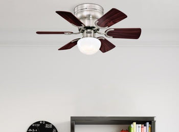 Petite 30-Inch Six-Blade Indoor Ceiling Fan, Brushed Nickel Finish with LED Light Fixture