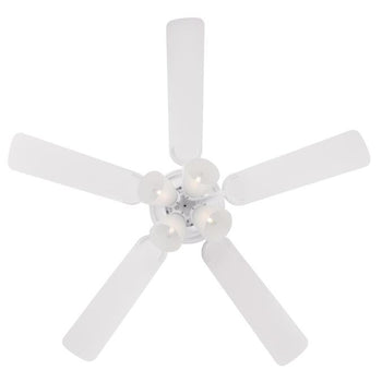 Contempra IV 52-Inch Five-Blade Indoor Ceiling Fan, White Finish with Dimmable LED Light Fixture