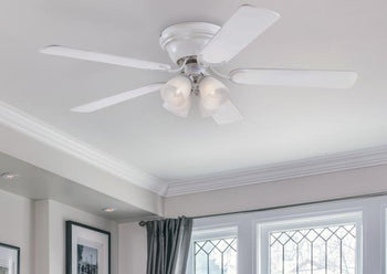 Contempra IV 52-Inch Five-Blade Indoor Ceiling Fan, White Finish with Dimmable LED Light Fixture