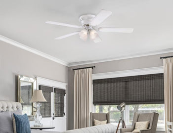 Contempra IV 52-Inch Five-Blade Indoor Ceiling Fan, White Finish with Dimmable LED Light Fixture