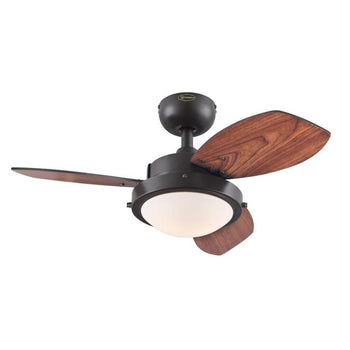 Wengue 30-Inch Three-Blade Indoor Ceiling Fan, Espresso Finish with LED Light Fixture