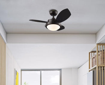 Wengue 30-Inch Three-Blade Indoor Ceiling Fan, Espresso Finish with LED Light Fixture