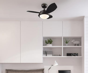 Wengue 30-Inch Three-Blade Indoor Ceiling Fan, Espresso Finish with LED Light Fixture