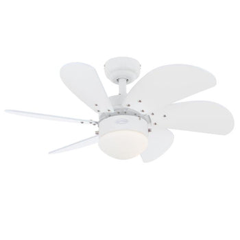 Turbo Swirl 30-Inch Six-Blade Indoor Ceiling Fan, White Finish with Dimmable LED Light Fixture