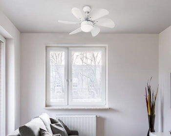 Turbo Swirl 30-Inch Six-Blade Indoor Ceiling Fan, White Finish with Dimmable LED Light Fixture