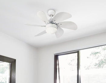 Turbo Swirl 30-Inch Six-Blade Indoor Ceiling Fan, White Finish with Dimmable LED Light Fixture