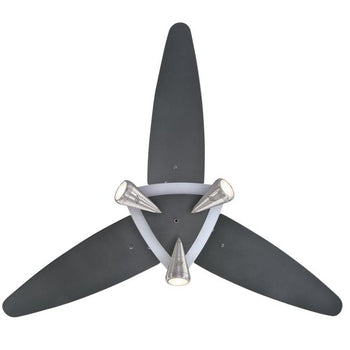 Vector Elite 42-Inch Three-Blade Indoor Ceiling Fan, Brushed Nickel Finish with Graphite Accents and Dimmable LED Light Fixture