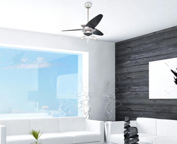 Vector Elite 42-Inch Three-Blade Indoor Ceiling Fan, Brushed Nickel Finish with Graphite Accents and Dimmable LED Light Fixture