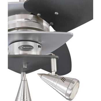 Vector Elite 42-Inch Three-Blade Indoor Ceiling Fan, Brushed Nickel Finish with Graphite Accents and Dimmable LED Light Fixture