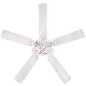 Vintage 52-Inch Five-Blade Indoor Ceiling Fan, White Finish with Dimmable LED Light Fixture