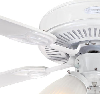 Vintage 52-Inch Five-Blade Indoor Ceiling Fan, White Finish with Dimmable LED Light Fixture
