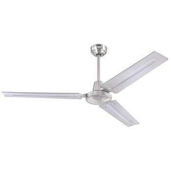 Jax Industrial-Style 56-Inch Three-Blade Indoor Ceiling Fan, Brushed Nickel Finish, Remote Control Included
