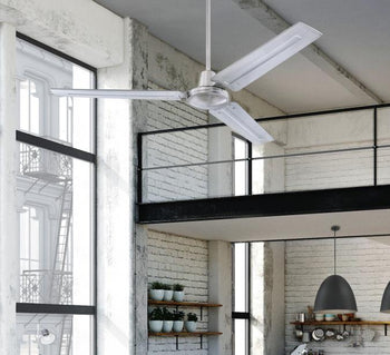 Jax Industrial-Style 56-Inch Three-Blade Indoor Ceiling Fan, Brushed Nickel Finish, Remote Control Included