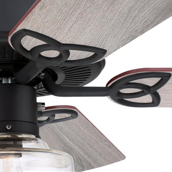 Scholar 52-Inch Five-Blade Indoor Ceiling Fan, Matte Black Finish with Dimmable LED Light Fixture