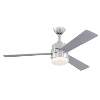 Brinley 52-Inch Three-Blade Indoor Ceiling Fan, Brushed Nickel Finish with Dimmable LED Light Fixture