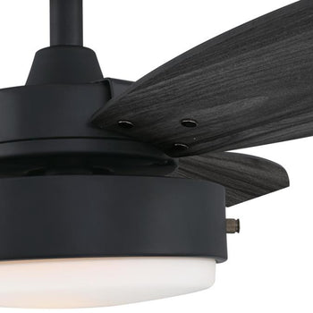 Alloy 42-Inch Three-Blade Indoor Ceiling Fan, Matte Black Finish with LED Light Fixture