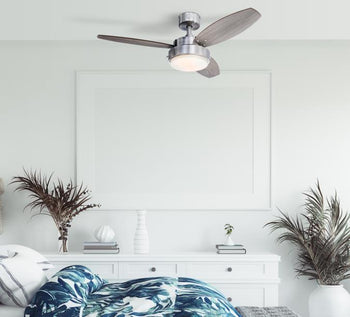 Alloy 42-Inch Three-Blade Indoor Ceiling Fan, Brushed Nickel Finish with LED Light Fixture