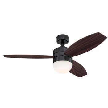 Drake 48-Inch Three-Blade Indoor Ceiling Fan, Gun Metal Finish with Dimmable LED Light Fixture, Remote Control Included