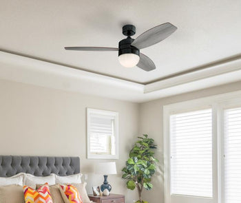 Drake 48-Inch Three-Blade Indoor Ceiling Fan, Gun Metal Finish with Dimmable LED Light Fixture, Remote Control Included
