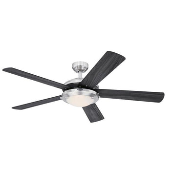 Comet 52-Inch Five-Blade Indoor Ceiling Fan, Brushed Nickel Finish with Dimmable LED Light Fixture