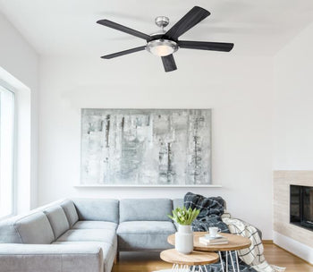 Comet 52-Inch Five-Blade Indoor Ceiling Fan, Brushed Nickel Finish with Dimmable LED Light Fixture