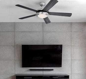 Comet 52-Inch Five-Blade Indoor Ceiling Fan, Brushed Nickel Finish with Dimmable LED Light Fixture